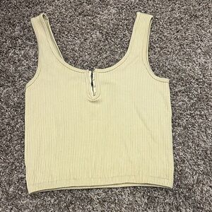 Forever 21 Pale Beige Ribbed Crop Tank with Front Notch